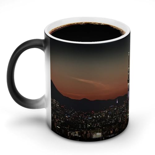 千葉県 夕焼けと富士山とスカイツリマグカップ 変色カップ 魅力的な都市景観 日本の風景写真 コーヒーカップ 高級 おしゃれ 人気 誕生日プレゼント ギフト 贈り物 彼女 妻 友人 家族 愛する人への素敵なプレゼント バレンタインデー 結婚記念日 プレゼント