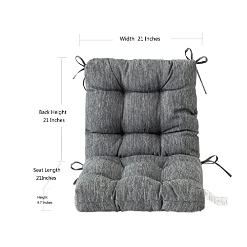 Image of QILLOWAY Outdoor Chair Cushion for Patio Furniture, Waterproof Patio Cushions with Ties, Fade Resistant Replacement Pads for Outdoor Rocking Chairs,Charcoal Grey,Black