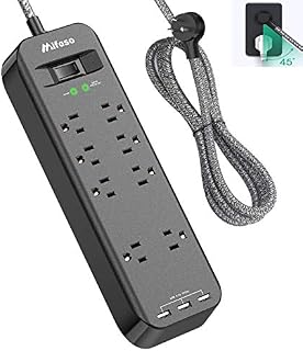 8 Outlets Power Strip Surge Protector with 3 USB Port, 5ft Heavy-Duty Braided