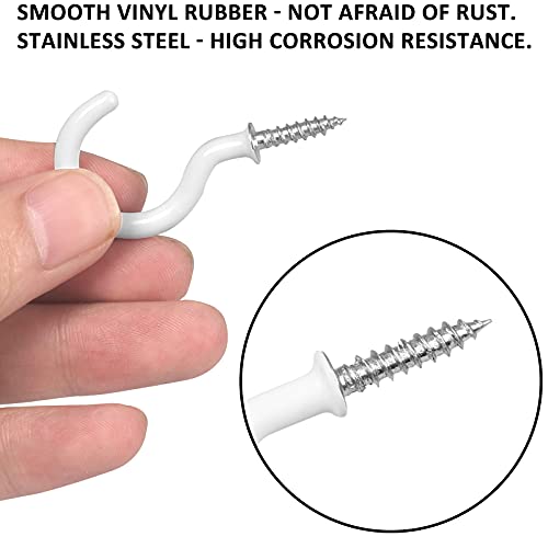 Romeda 90 Pcs White Ceiling Hooks kit, 6 Sizes Vinyl Coated Screw-in Plant, Kitchen, Cup, Ceiling Hooks for Hanging (1/2in, 5/8in,3/4in,7/8in,1'',1-1/4in) by Romeda - Image 3