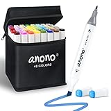 anono 48 Colors Alcohol Marker Dual Tip Marker Permanent Marker Set Artist Markers with Carry Bag fo