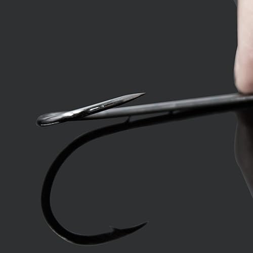 Miniatura 8 de 9KM DWLIFE Baitholder - Ganchos de pesca, 100 unidades, vástago de púas enrollado, ojo abajo, gancho compensado para cebo vivo, trucha, pesca de