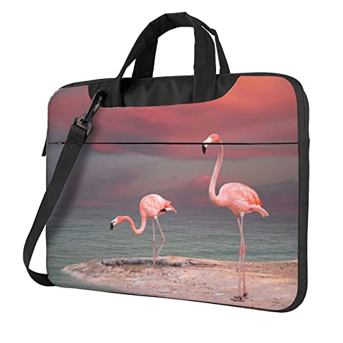 Sac à bandoulière pour ordinateur portable flamant rose antichoc avec poignée souple