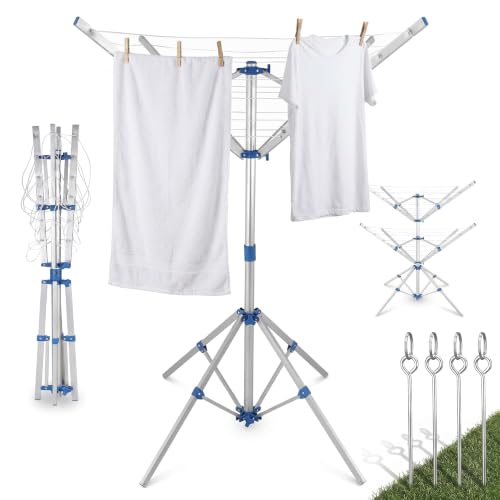 Monzana® Sechoir A Linge Pliable Type Parapluie 14 M, Etendoir Linge Exterieur Compact pour Lessive, Alternative Tancarville Et Portant A Vetement pour Jardin...