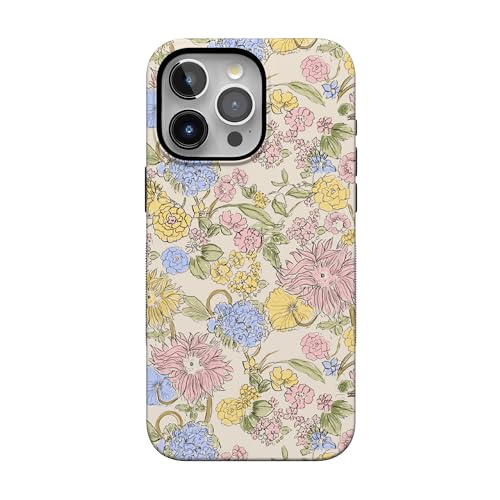 Casely iPhone 15 Pro Case | Prairie Blooms | Pastel Floral | Bold Protective Design | Compatible with MagSafe