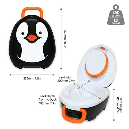 My Carry Potty - Travel Potty, Award-Winning Portable Toddler Toilet Seat for Kids to Take Everywhere (Penguin) - Image 7