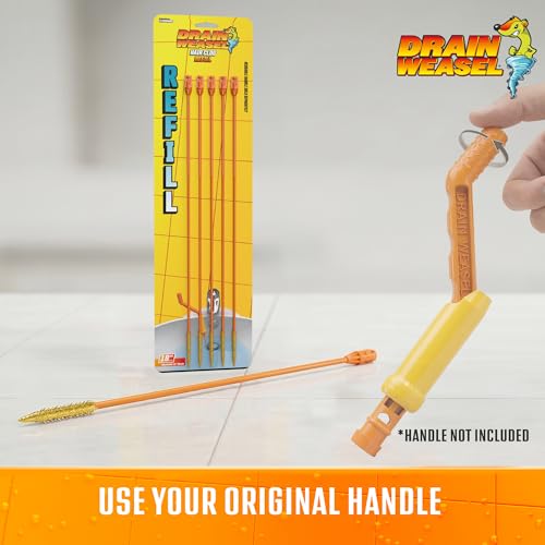 Image of FlexiSnake Drain Weasel Refill for Sink Snake Hair Clog Remover, 5 Pack