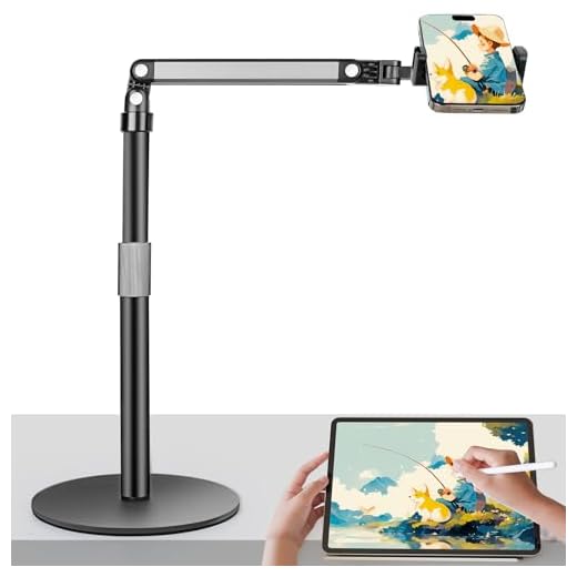 Supporto per Telefono per Video da Tavolo Overhead Treppiede Smartphone Supporto per Telefono Cellulare per Filmare 360° Regolabile con Robusta Base Compatibile con iPhone/Samsung/Huawei/Xiaomi/Redmi
