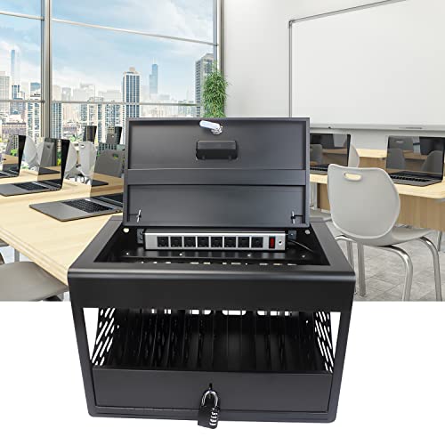 16 Device Charging Cart - Portable Table Top Charging And Storage Cabinet For Ipads, Tablets, Chromebooks And Laptop Computers With Lock, Surge Protection For Classroom Or Office|Up To 17” Screen Size #TOP29