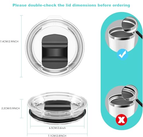 10 oz Wine Tumbler Lid, Replacement Lids Compatible for YETI 6 oz Espresso Mugs, 8 oz Stackable Cup and 10 oz Tumbler, 2 Pack Travel Spill Proof Cup Lids Covers with Magnetic Slider Switch, BPA Free