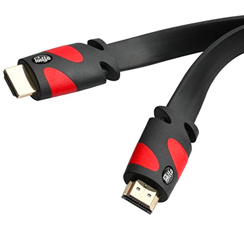 Postta Flat Hdmi Cable(50 Feet) Flat Hdmi 2.0 Cord Support 4K,3D, 2160P, 1080P, Ethernet And Audio Return-Black-Red #TOP3
