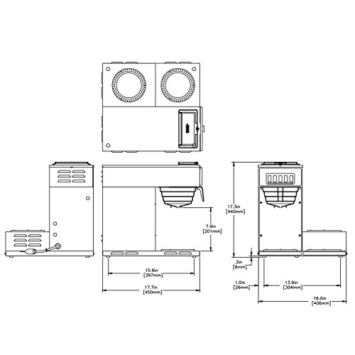 BUNN VP17-3, 12-Cup Low Profile Pourover Commercial Coffee Maker, 3 Lower Warmers, 13300.0003,Silver by Bunn - Image 6
