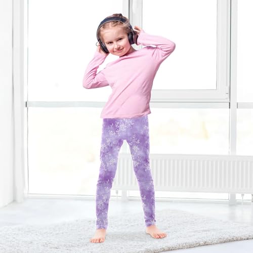 Light Purple Tie Dye Dots Girls Leggings Kids Yoga Pants Dance Active Tights 4T4