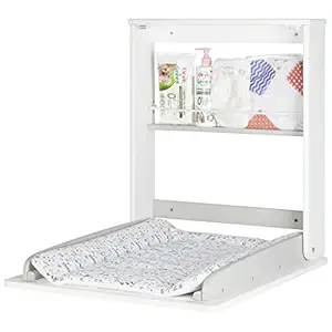 Wall Mounted Changing Table, fold Down Baby Changing Unit with Changing mat and Storage