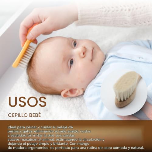 Miniatura 7 de Doja Barcelona Cepillo Madera Para Masaje Bebe Con Cerdas Extremadamente Suaves - Cepillo Bebe Recien Nacido Que Optimiza Cuidado Del Cabello - Cepillo Niños Pelo Con Uso Sencillo Y Masaje