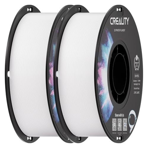 Image of Creality PETG Filament 1.75mm, 3D Printer Filament, Excellent Toughness High Precision, Odorless Non-Toxic Moistureproof, Accuracy + /- 0.02mm, 2 Pack-1kg (White & White)