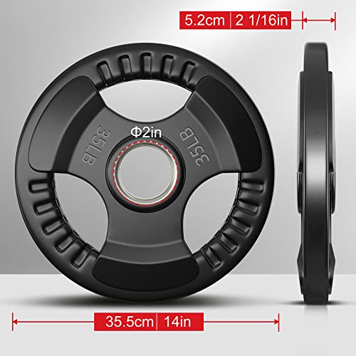 Elevens Rubber Weight Plates 2-Inch Cast Iron Grip Plates Olympic plates for Weightlifting, Strength Training, Muscle Toning, Crossfit in Home & Gym by Elevens - Image 2