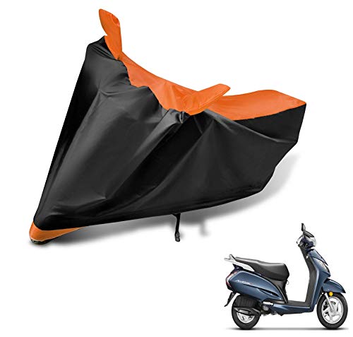 Image of Auto Hub Scooty Cover Compatible with Activa 3G with Mirror Pocket, Dustproof, Heat Resistant, Triple Stitched, Activa 3G Scooty Cover- Black, Orange