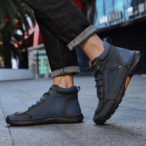 Sawbehind Men'S Comfortable Handmade Leather Boots, Sawbehind Men'S Boots Outdoor Wide Leather, Arch Support Ankle3