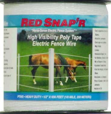 Electric Fence Tape, White Poly & 5-Wire Stainless Steel, .5-In. x 656-Ft.