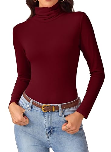 Women's Long Sleeve Tops - Classic Turtleneck Shirts, Soft Slim Fit Turtle Neck Tees for Casual...