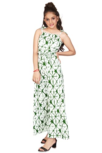 Image of Jwalin Girls White Strappy Belted Jumpsuit (White 7-8 Year)