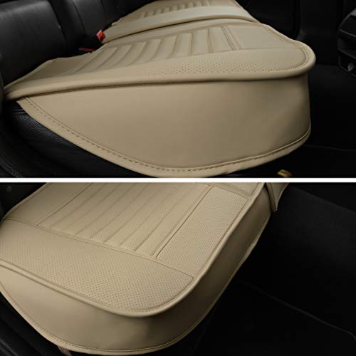Sunny Color Back Seat Covers, Rear Seat Cushions, Auto Bench Protector With Breathable Pu Leather And Non-Slip Bottom Universal For 4 Season (Beige, 61" X 20. 5") #TOP2