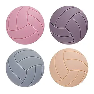 GALINPO Self Adhesive Silica Gel Door Stopper Prevent Damage Wall Protector (Pink, Purple, Grey, Buff, Medium) - Set of 4