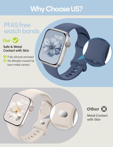 Image of Sport Silicone Band Compatible with Apple Watch Bands 40mm 38mm 41mm 44mm 45mm 42mm 49mm Women Men,Soft Wristband Waterproof Replacement Sport Strap for iWatch Bands Series 9 8 7 6 5 4 3 2 1 SE Ultra