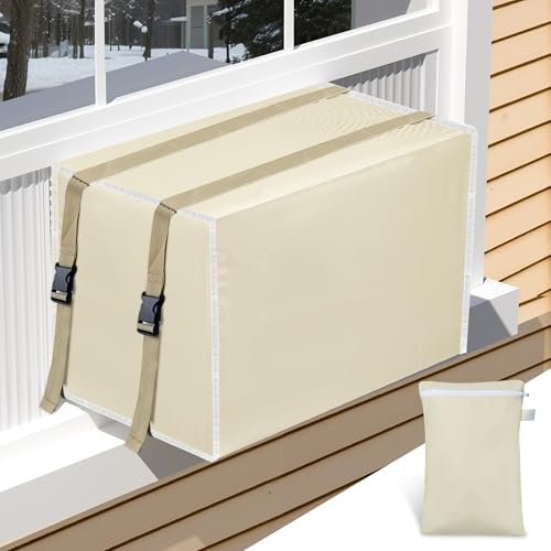 Toutgood Window AC Unit Cover Outdoor, Waterproof and Dust-Proof Air Conditioner Cover for Outside (Khaki, M-21'W x 16'D x 15'H)