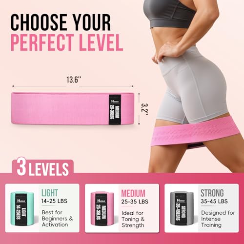 Image of Fabric Resistance Band Set with Exercise Guide, 3 Levels for Hip and Glute | For women and men; 3 resistance levels with an exercise guide for legs, squats, yoga, fitness, and physical therapy