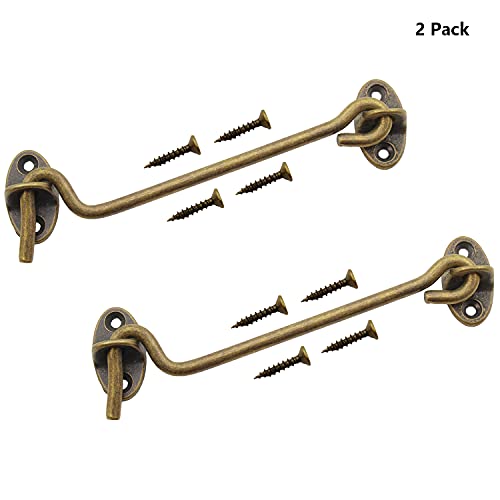 2 Pack Barn Door Latch,Ttzeze 3''Barn Door Lock,Heavy Duty Solid Thicken Copper Gate Latch Lock,Add More Security And Privacy.cabin Hook And Eye Latch Best (Antique Brass) #TOP2