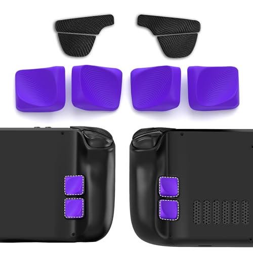 PlayVital Steam Deck LCD/OLEDモデル対応用エルゴノミックグリップキット?シリコン製バック背面ボタン強化カバー&滑り止めトリガーグリップ?パープル