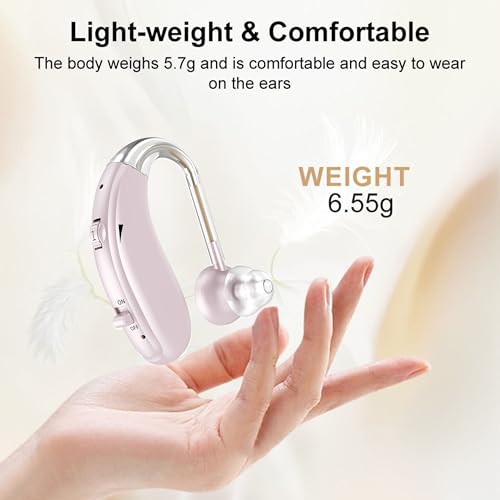 Image of Fastwell F27 Rechargeable Hearing Aids for Adults with Hearing Loss, 360 Degree Rotation Ear Hook, Digital Noise Reduction Ear Machine, Single Ear (Rose Gold)1-Year Warranty