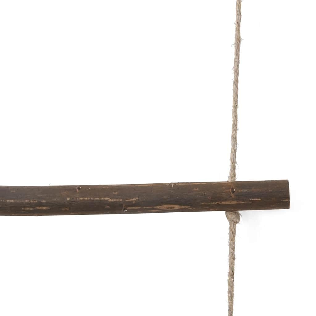 Dekoracja ścienna w kształcie drabiny z naturalnego drewna 50 x 200 cm z 11 gałązkami i linami konopnymi do modelowej wioski zimowej, wioska bożonarodzeniowa, dekoracja do szopki, oszczędność