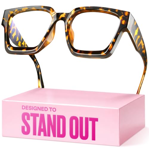 livho Oversized Eyewear Frame for Woman and Men - Rectangle Fashion Glasses for Computer Chic Preppy Frame