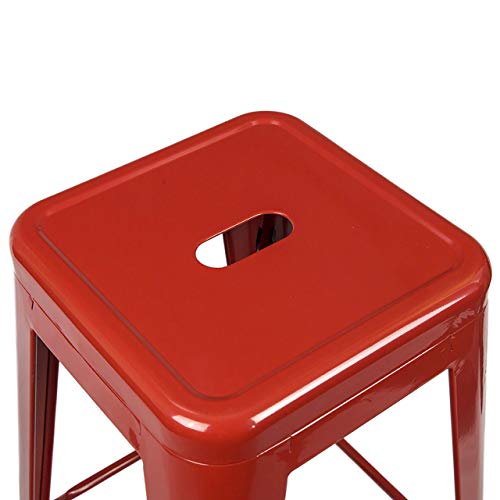Urbanmod 24 Inches Metal Barstool Set Of 4 – Counter Height Backless Bar Stool For Kitchen Island, Breakfast, Outdoors, Pub, Restaurant, Home, Patio – Stackable Heavy Duty Modern & Industrial (Red) #TOP7