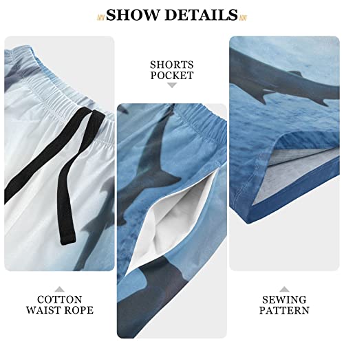 Fisyme Mens Pajama Shorts Underwater Ocean Sharks Men Pj Lounge Sleep Shorts3