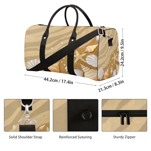 Beach Shell Starfish Travel Duffel Bag for Women Men, Ocean Starfish Sport Tote Gym Bag Foldable Weekender Overnight Bag Waterproof Carry On Luggage Bag2
