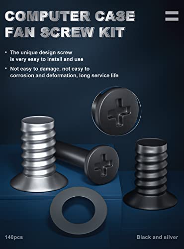 Zmbroll PC Cabinet Cooling Fan Screw Cross Notch Tapping Screw M 5x10 Black and Silver Cabinet Fan Mounting Screw Length Short Screw Set