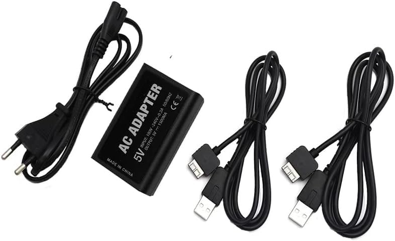 WICAREYO Adaptador de Corriente con Cable de Carga USB Compatible para PS Vita 1000, AC Adaptador con Cable de alimentación UE Compatible para PS Vita 1000