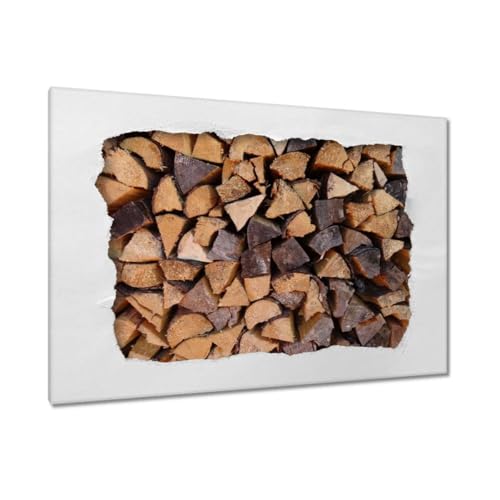 Bois de chauffage pour la cheminée toile 90x60cm idéale pour un salon cocooning