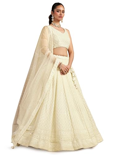 Image of Zeel Clothing Women's Sequins Thread Embroidered Georgette Lehenga Choli With Dupatta (5124-Women-Lehenga-Choli-New; Free size)