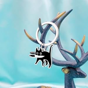 Cat Lover Gifts For Women Men Black Cat Stuff Keychain For Cats Dad Mom Cool Stuff Cats Decor Funny Halloween Basket Gifts For Catty Lovers Teen Boys Teen Girls Easter Basket Stuffers Essentials