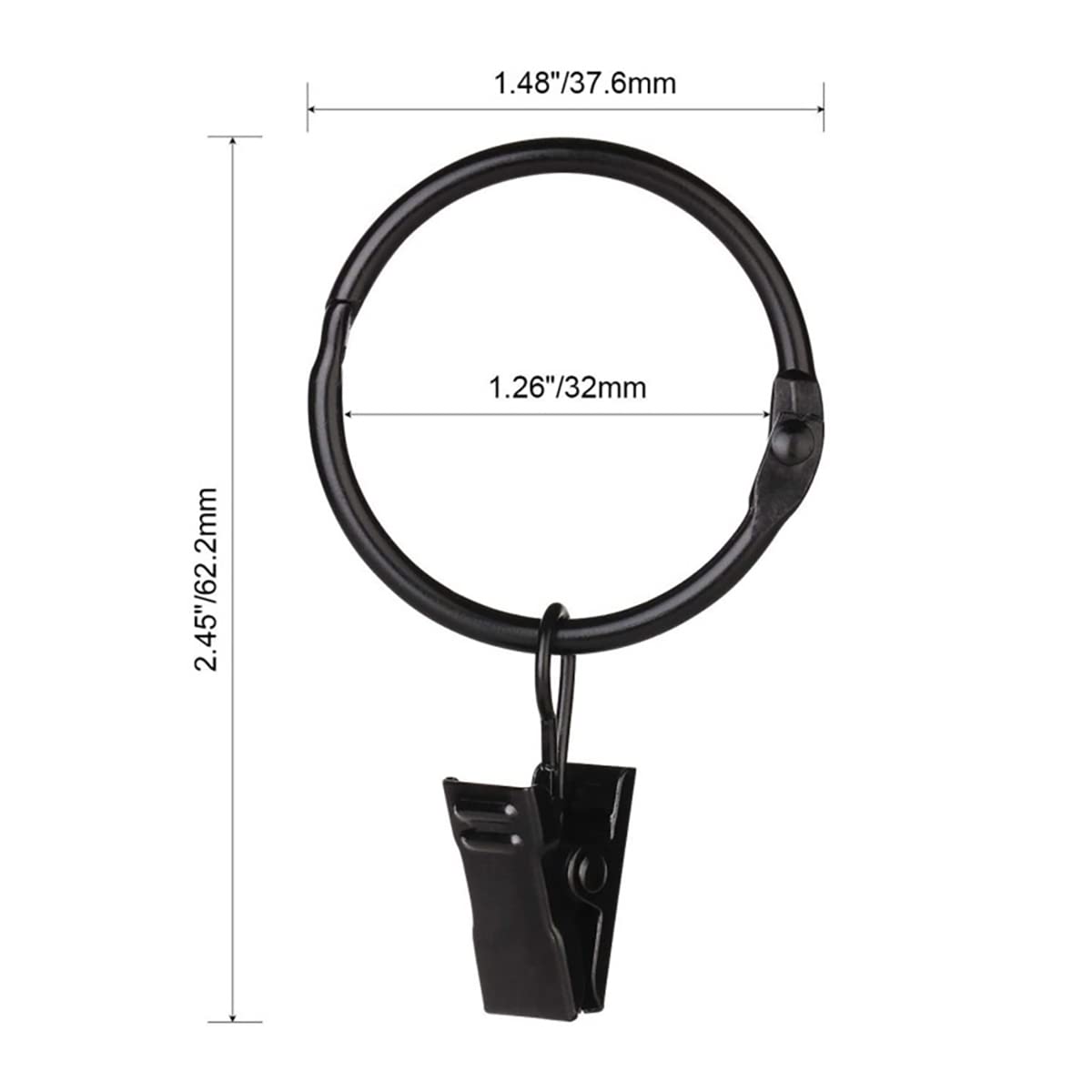 40 Stück öffenbare Gardinenringe mit Clips, Gardinenstangen Kleiderbügel Ringe für Fenster Badezimmer Vorhänge Clips 1,8x0,9cm