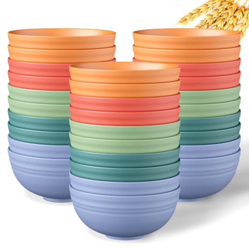 Quatish 30 PCS Cereal Bowls, Plastic Bowls, Small Snack Soup Kitchen Bowl