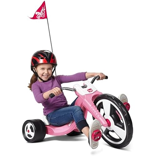 Radio Flyer Big Flyer Sport with Large Front Wheel and Adjustable Seat for Kids, Outdoor Activities, and Recreational Sports, Pink