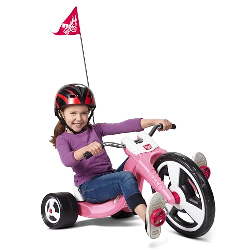 Image of Radio Flyer Big Flyer Sport with Large Front Wheel and Adjustable Seat for Kids, Outdoor Activities, and Recreational Sports, Pink