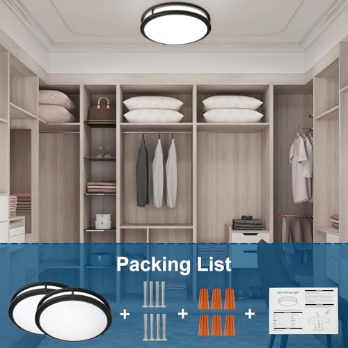 Oowolf LM-US-CT61NB2 2-Pack 36W 13Inch Led Flush Mount Ceiling Light Fixture Dimmable Matte Black thumb #6