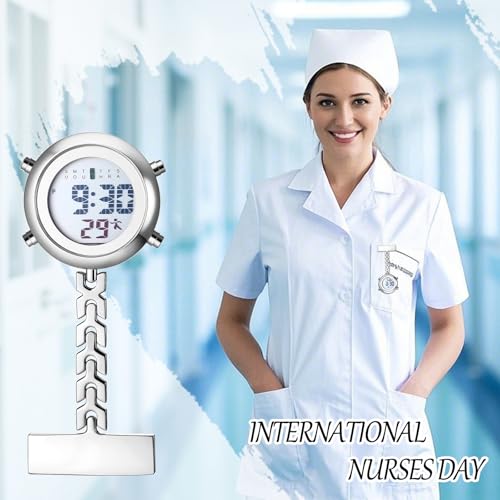 Image of JewelryWe Men Women Digital Clip Watch Mini Microlight Backpack Buckle Belt fob Watches for Rock Climbing Doctors Nurses Chefs for Mother's Day